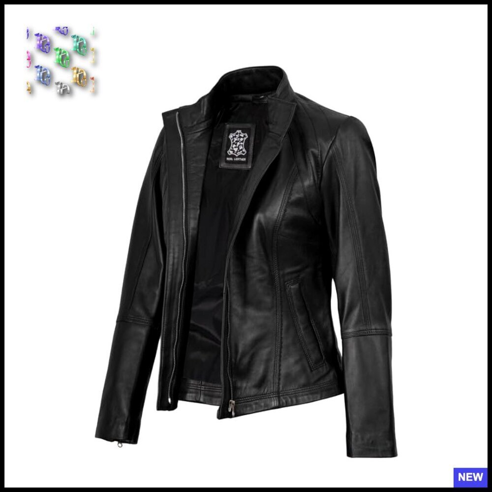 Lambskin Leather Jacket Classic Cafe Racer Style Elegant Tailored Fit